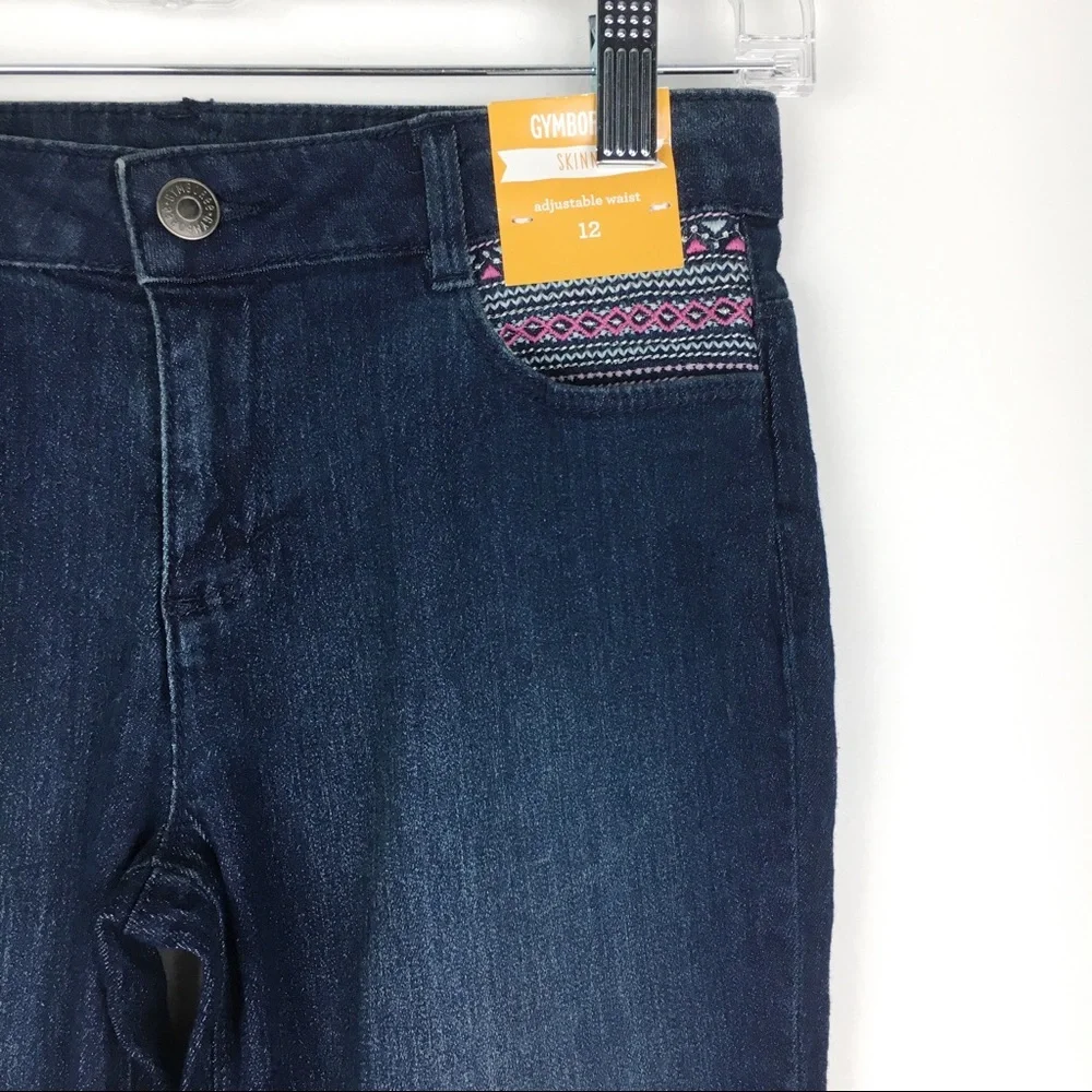 NWT Gymboree Girls Kids Size‎ 12 Embroidered Dark Wash Skinny Jeans
